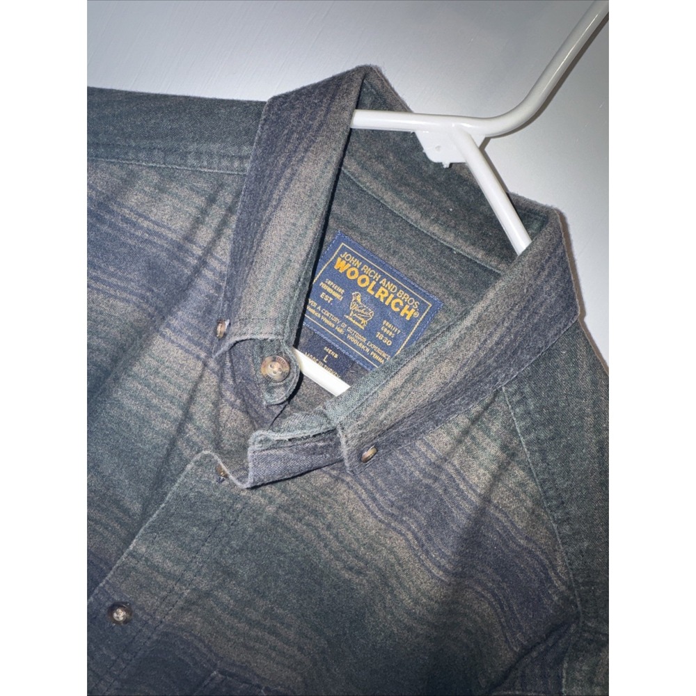 John Rich Woolrich Mens Size L Heavy Weight Wool Flannel Shirt Jacket Shacket